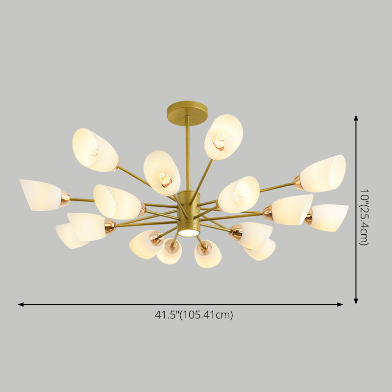 Modern Starburst Hanging Chandelier Light White Glass Shade Ceiling Chandelier for Living Room Clearhalo 'Ceiling Lights' 'Chandeliers' Lighting' options 2629737