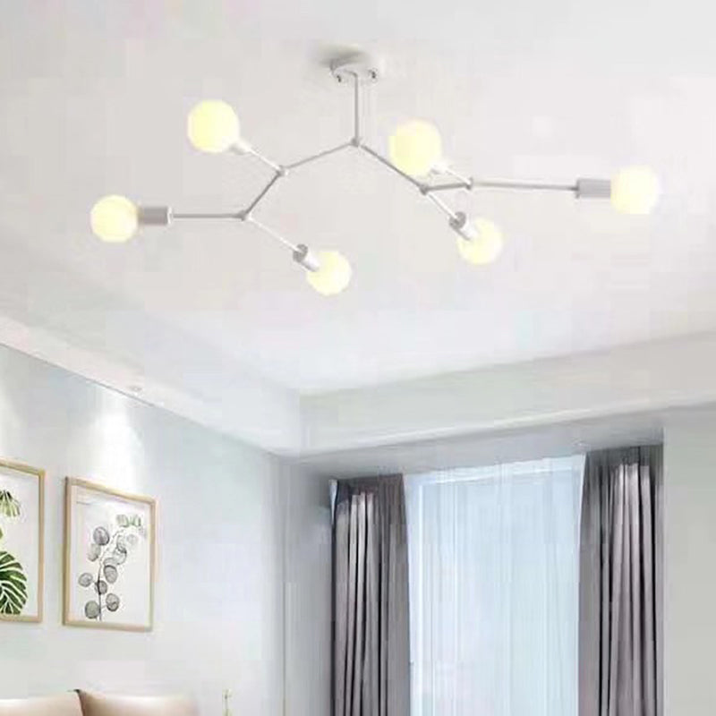 6 Light Branch Hanging Chandelier Light Modern Glass Shade Ceiling Chandelier for Living Room Clearhalo 'Ceiling Lights' 'Chandeliers' Lighting' options 2629775