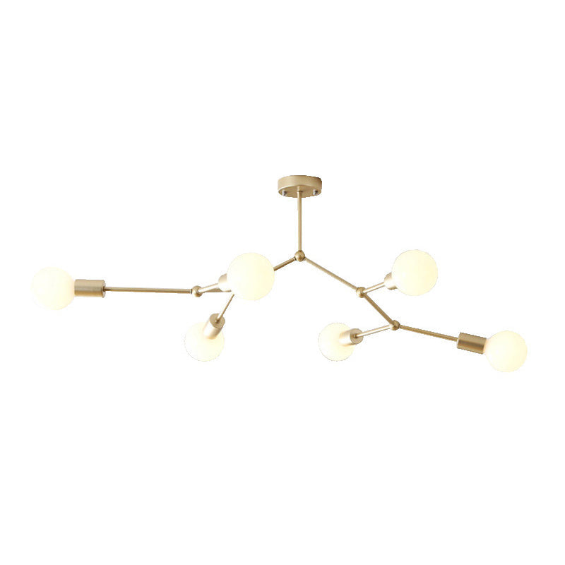 6 Light Branch Hanging Chandelier Light Modern Glass Shade Ceiling Chandelier for Living Room Clearhalo 'Ceiling Lights' 'Chandeliers' Lighting' options 2629777