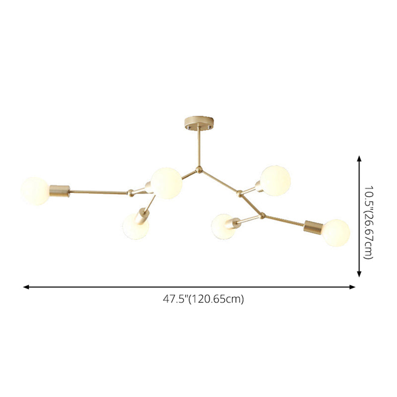 6 Light Branch Hanging Chandelier Light Modern Glass Shade Ceiling Chandelier for Living Room Clearhalo 'Ceiling Lights' 'Chandeliers' Lighting' options 2629778