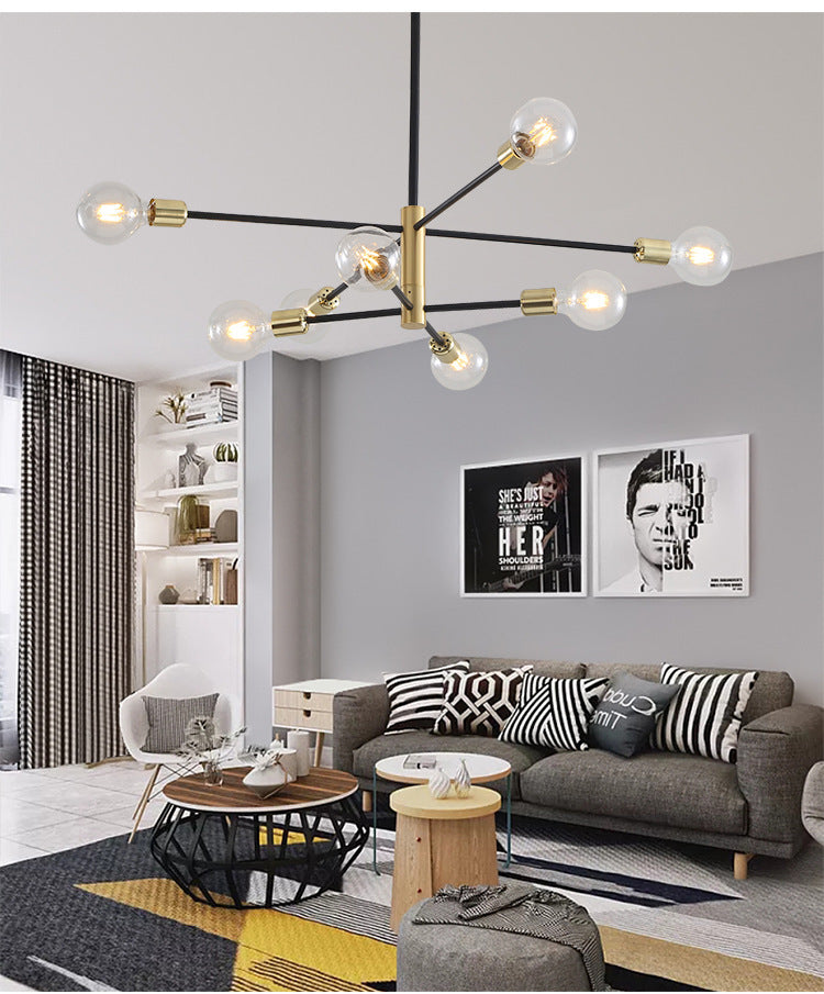 Black Molecular Chandelier Lighting Modern Sphere Glass Hanging Pendant Light for Living Room Clearhalo 'Ceiling Lights' 'Chandeliers' Lighting' options 2629799