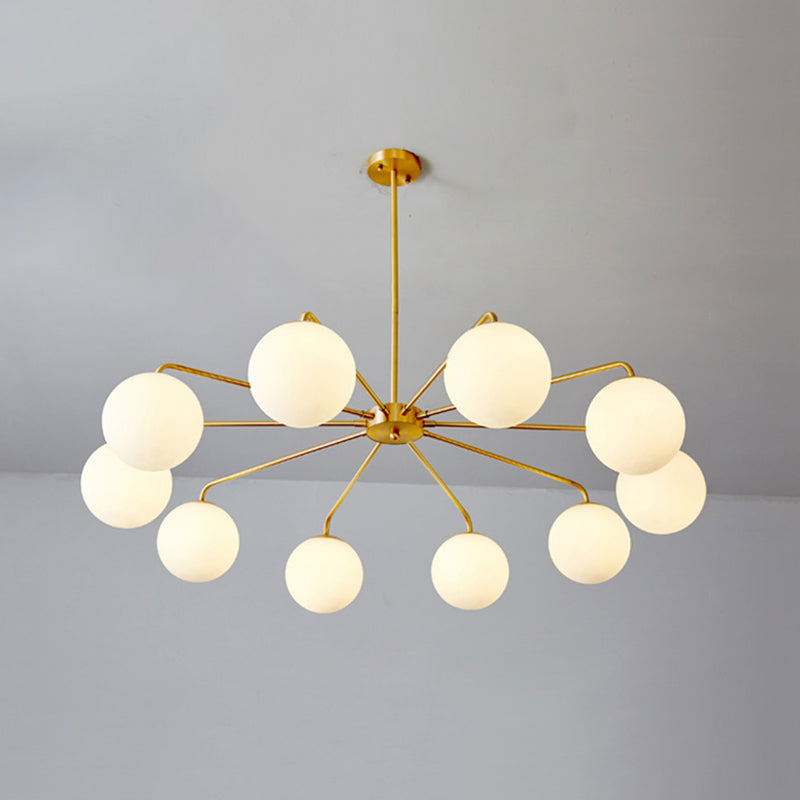 Post-Modern Minimalist Chandelier Light Fixture Spherical White Glass Ceiling Chandelier for Living Room Clearhalo 'Ceiling Lights' 'Chandeliers' Lighting' options 2629802