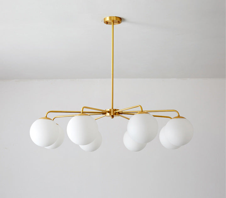 Post-Modern Minimalist Chandelier Light Fixture Spherical White Glass Ceiling Chandelier for Living Room Clearhalo 'Ceiling Lights' 'Chandeliers' Lighting' options 2629812