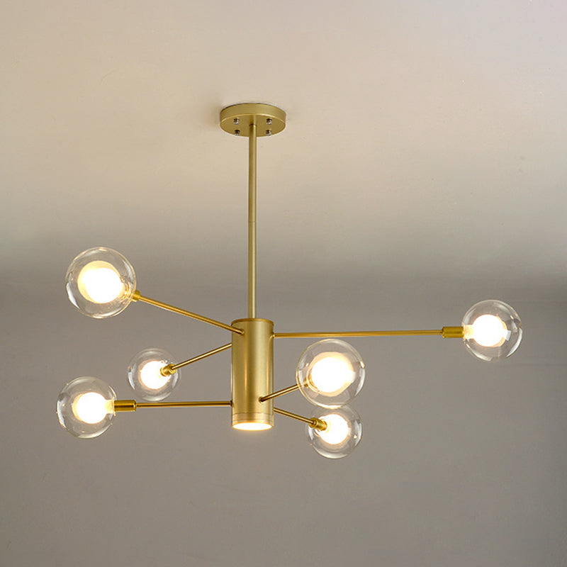 Post-Modern Starburst Hanging Chandelier Light Clear Globe Glass Ceiling Chandelier for Living Room Clearhalo 'Ceiling Lights' 'Chandeliers' Lighting' options 2629849