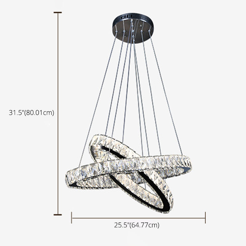 2-Tier Circular Carousel LED Pendant Lamp Modern Minimalist Prismatic Crystal Living Room Hanging Ceiling Light Clearhalo 'Ceiling Lights' 'Chandeliers' Lighting' 2629905