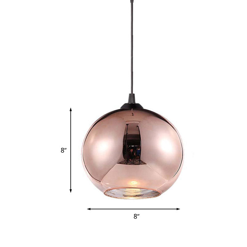 Copper Sphere Pendant Light Fixture Modern 1 Head 8