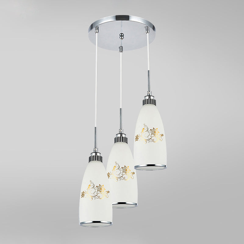 3 Lights Bottle Multi Light Pendant Modern Simple White Glass Hanging Light for Restaurant Clearhalo 'Ceiling Lights' 'Pendant Lights' 'Pendants' Lighting' 2629968