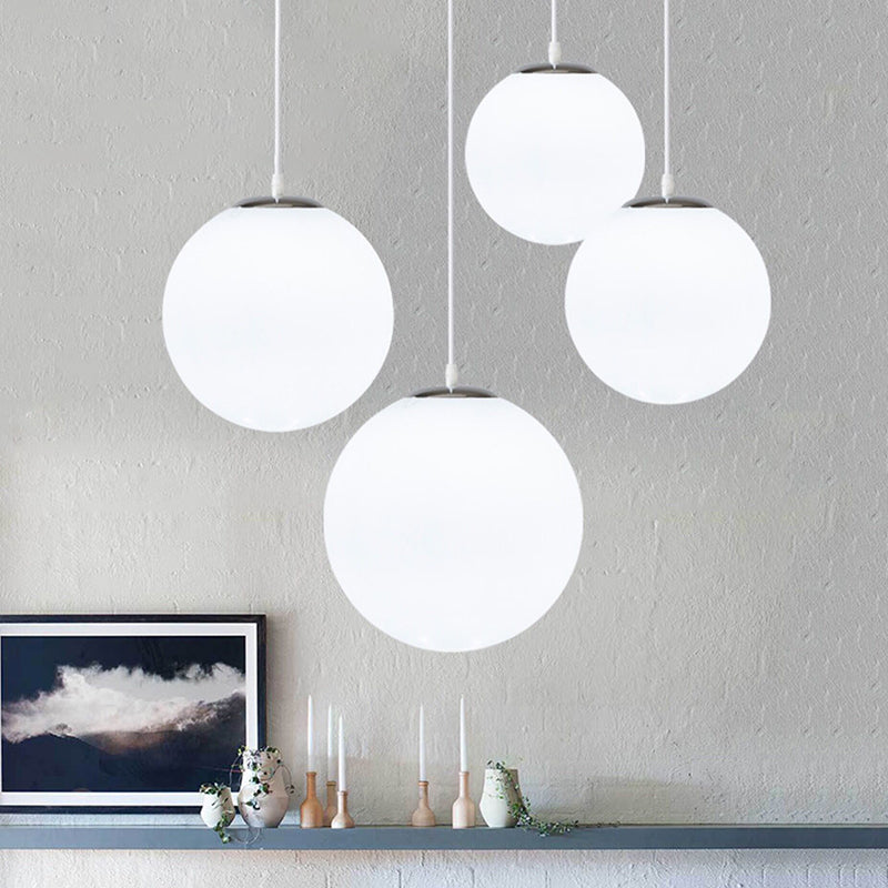 1 Light Ball Hanging Light Fixtures Modern Simple White Glass Ceiling Pendant for Clothing Store Clearhalo 'Ceiling Lights' 'Pendant Lights' 'Pendants' Lighting' 2629996