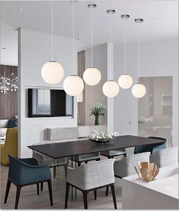 1 Light Ball Hanging Light Fixtures Modern Simple White Glass Ceiling Pendant for Clothing Store Clearhalo 'Ceiling Lights' 'Pendant Lights' 'Pendants' Lighting' 2630003