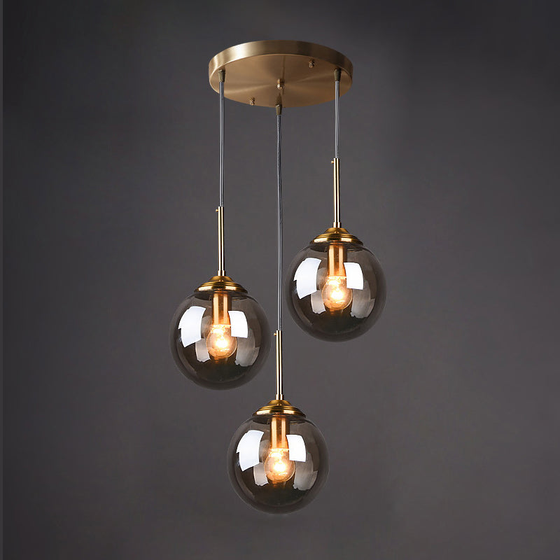 3 Lights Globe Hanging Ceiling Lights Minimalist Glass Multi Light Pendant for Restaurant Clearhalo 'Ceiling Lights' 'Pendant Lights' 'Pendants' Lighting' 2630008