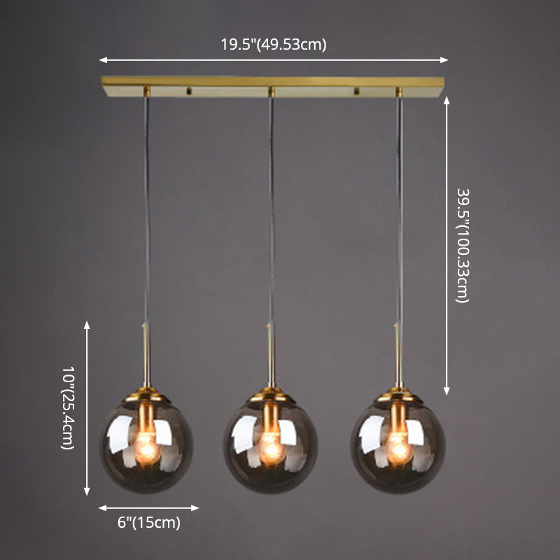 3 Lights Globe Hanging Ceiling Lights Minimalist Glass Multi Light Pendant for Restaurant Clearhalo 'Ceiling Lights' 'Pendant Lights' 'Pendants' Lighting' 2630013