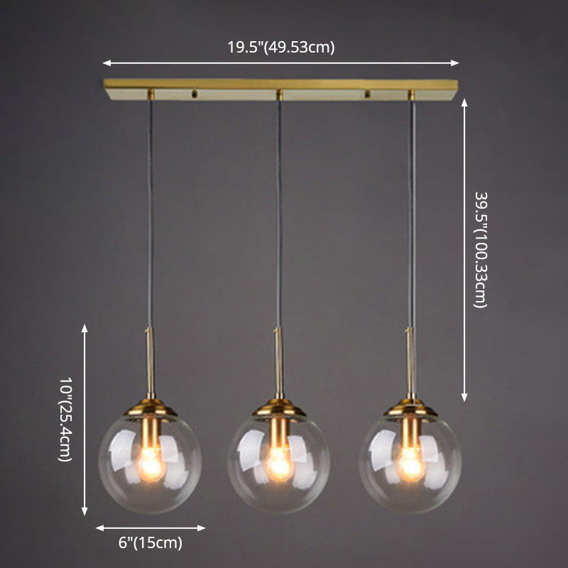 3 Lights Globe Hanging Ceiling Lights Minimalist Glass Multi Light Pendant for Restaurant Clearhalo 'Ceiling Lights' 'Pendant Lights' 'Pendants' Lighting' 2630018