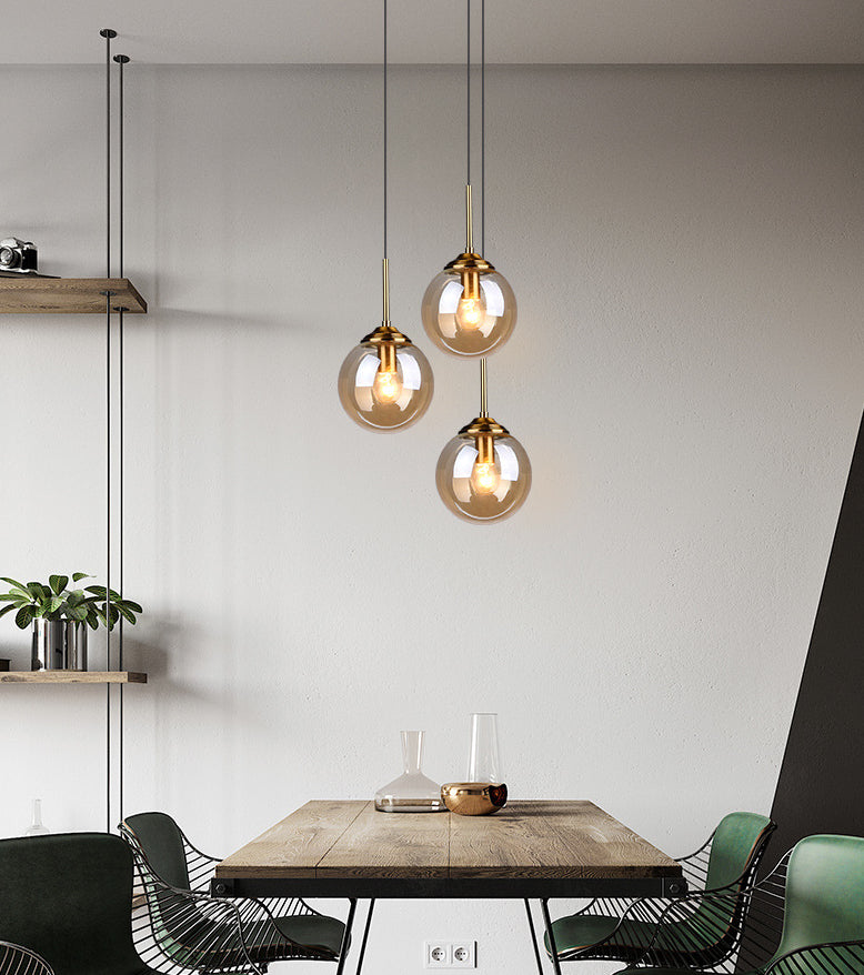 3 Lights Globe Hanging Ceiling Lights Minimalist Glass Multi Light Pendant for Restaurant Clearhalo 'Ceiling Lights' 'Pendant Lights' 'Pendants' Lighting' 2630020