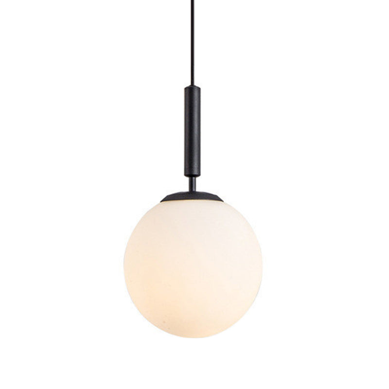 1 Light Sphere Pendant Lighting Mid-Century Modern White Glass Pendant Lighting Fixtures for Restaurant Clearhalo 'Ceiling Lights' 'Pendant Lights' 'Pendants' Lighting' options 2630026