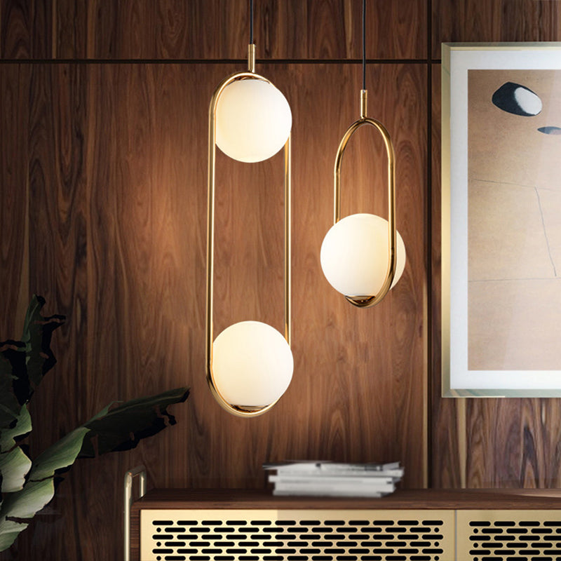 1 Light Hanging Light Fixtures Mid-Century Modern White Glass Hanging Pendant Lights for Bedroom Clearhalo 'Ceiling Lights' 'Pendant Lights' 'Pendants' Lighting' options 2630078