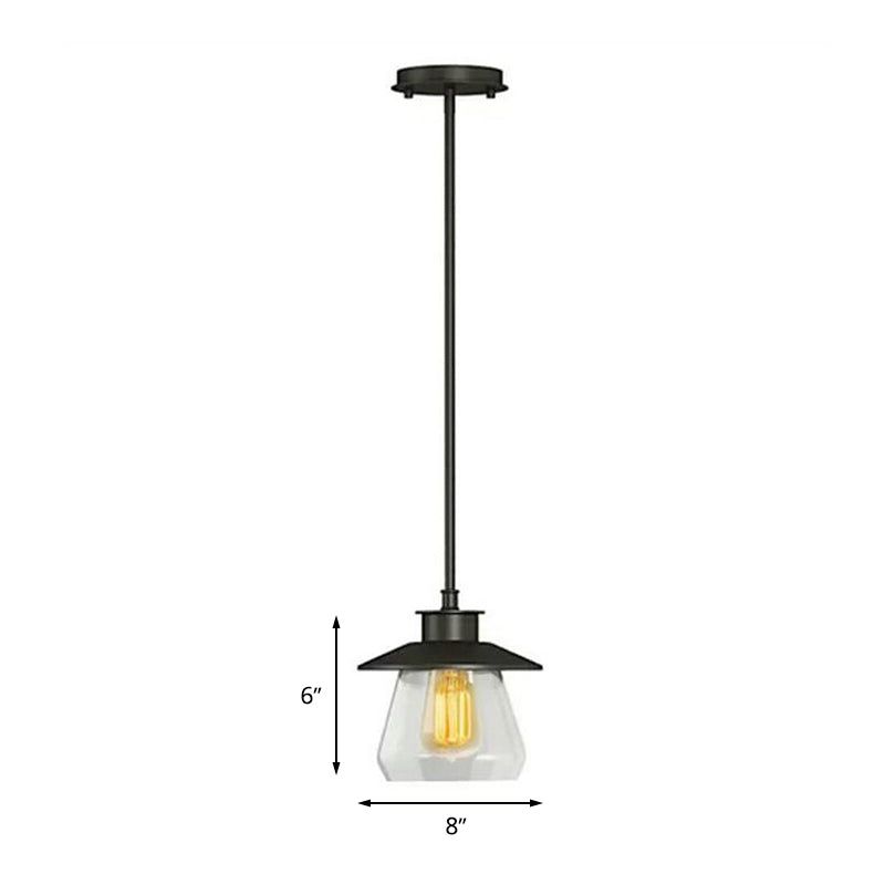 Cone Clear Glass Pendant Ceiling Light Modernism 1 Head Black Hanging Lamp Fixture Clearhalo 'Ceiling Lights' 'Glass shade' 'Glass' 'Modern Pendants' 'Modern' 'Pendant Lights' 'Pendants' Lighting' 263023