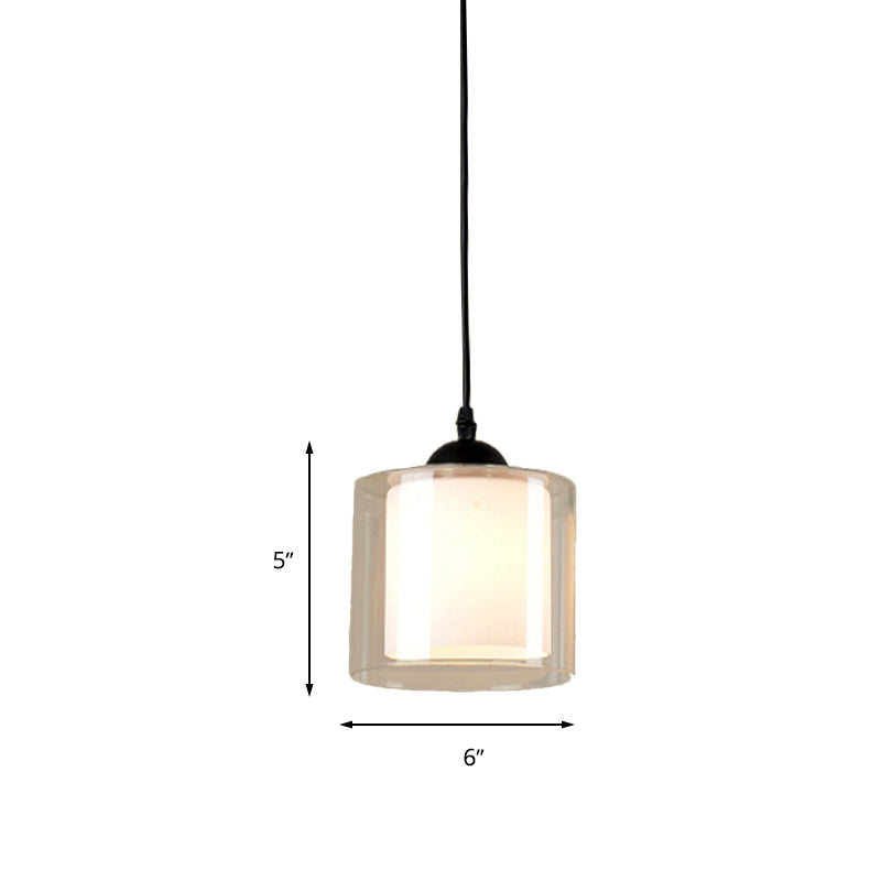 Cylinder White Glass Hanging Light Contemporary 1 Head Pendant Lighting Fixture for Dining Room Clearhalo 'Ceiling Lights' 'Glass shade' 'Glass' 'Modern Pendants' 'Modern' 'Pendant Lights' 'Pendants' Lighting' 263038