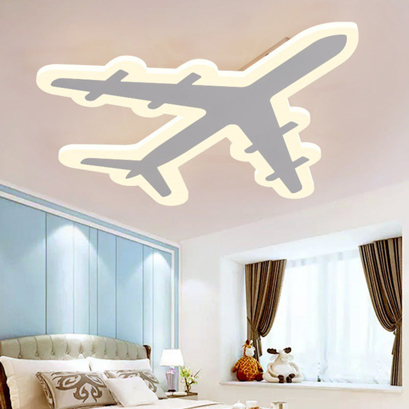 White Airplane Flush-Mount Light Fixture Minimalist LED Acrylic Ceiling Flush Mount Light Clearhalo 'Ceiling Lights' 'Close To Ceiling Lights' 'Lighting' 2630871