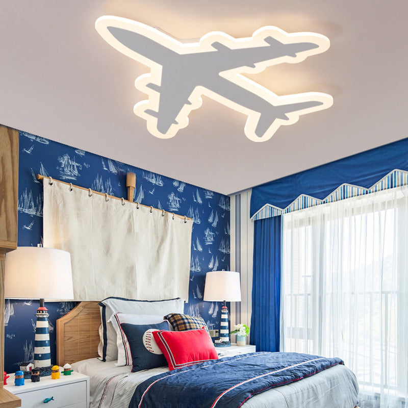 White Airplane Flush-Mount Light Fixture Minimalist LED Acrylic Ceiling Flush Mount Light White Warm Clearhalo 'Ceiling Lights' 'Close To Ceiling Lights' 'Lighting' 2630874