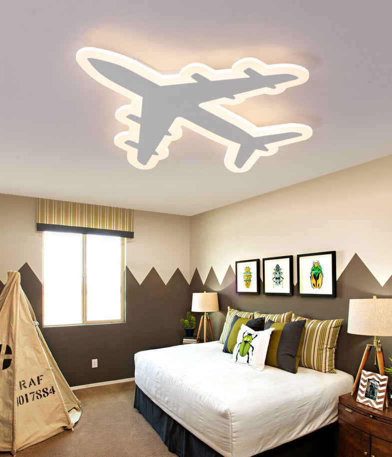 White Airplane Flush-Mount Light Fixture Minimalist LED Acrylic Ceiling Flush Mount Light Clearhalo 'Ceiling Lights' 'Close To Ceiling Lights' 'Lighting' 2630880