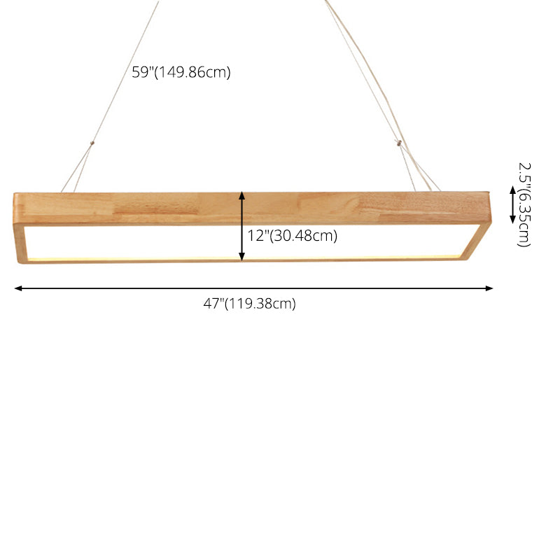 Wood Rectangle Island Lighting Fixture Modern Style LED Wooden Hanging Ceiling Light Clearhalo 'Ceiling Lights' 'Island Lights' 'Lighting' 2631239