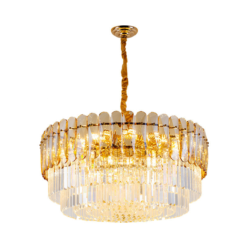 Traditional Tiered Round Chandelier Light Crystal 8-Light Dining Room Hanging Ceiling Light in Gold Clearhalo 'Ceiling Lights' 'Chandeliers' 'Modern Chandeliers' 'Modern' Lighting' 263823