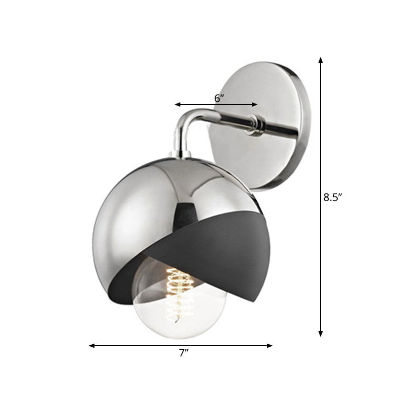 Chrome/Gold/Rose Gold Globe Open Bottom Wall Lamp Modernist Metal 1 Light Wall Mounted Lighting Clearhalo 'Wall Lamps & Sconces' 'Wall Lights' Lighting' 263943