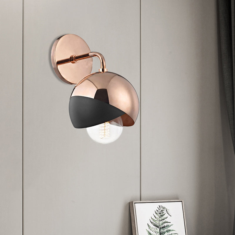 Chrome/Gold/Rose Gold Globe Open Bottom Wall Lamp Modernist Metal 1 Light Wall Mounted Lighting Clearhalo 'Wall Lamps & Sconces' 'Wall Lights' Lighting' 263945