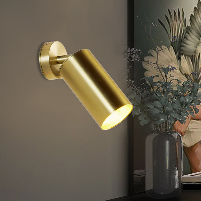 Golden 1 Head Wall Mount Light Contemporary Metallic Cylindrical Surface Wall Sconce Gold Clearhalo 'Wall Lamps & Sconces' 'Wall Lights' Lighting' 263949