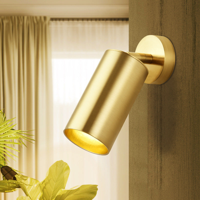 Golden 1 Head Wall Mount Light Contemporary Metallic Cylindrical Surface Wall Sconce Clearhalo 'Wall Lamps & Sconces' 'Wall Lights' Lighting' 263950