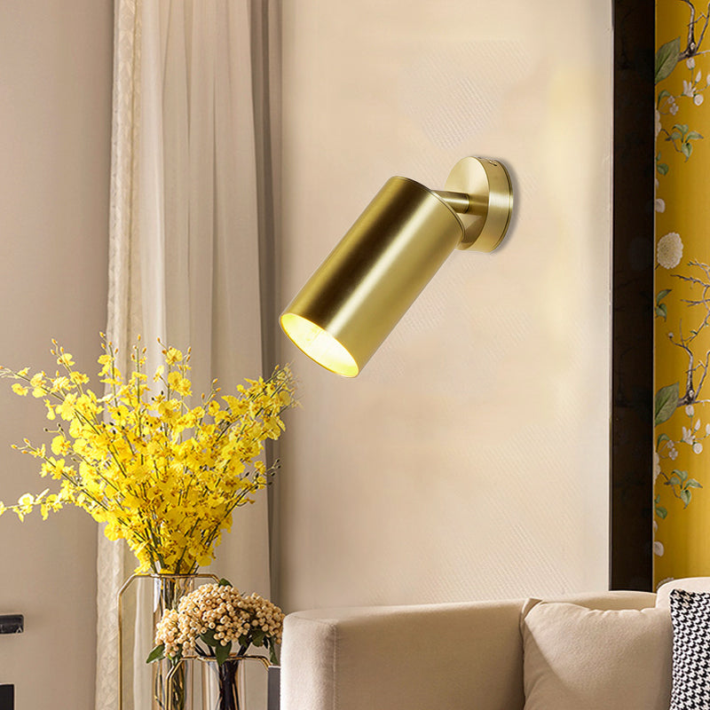 Golden 1 Head Wall Mount Light Contemporary Metallic Cylindrical Surface Wall Sconce Clearhalo 'Wall Lamps & Sconces' 'Wall Lights' Lighting' 263951