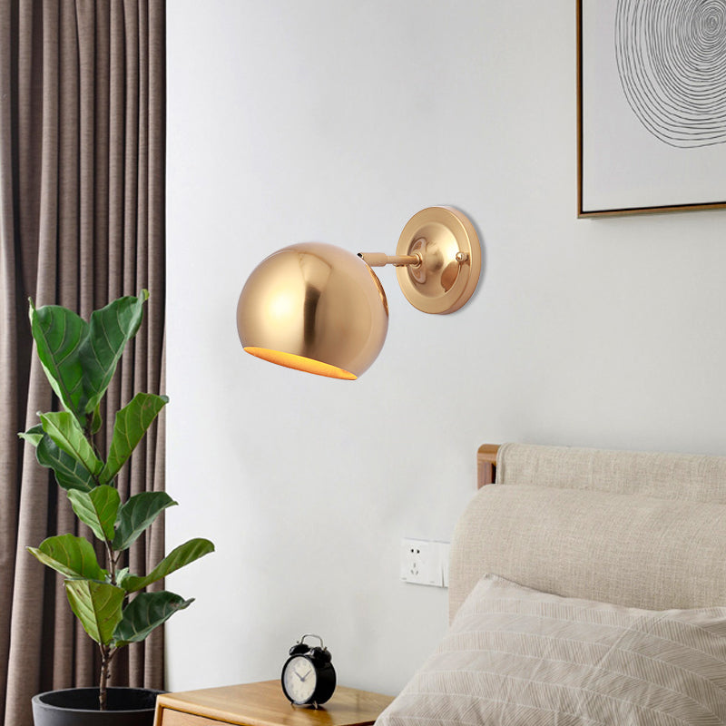 Iron Gold Finish Wall Mount Lamp Dome Single Light Minimalist Sconce Light Fixture Clearhalo 'Wall Lamps & Sconces' 'Wall Lights' Lighting' 263969