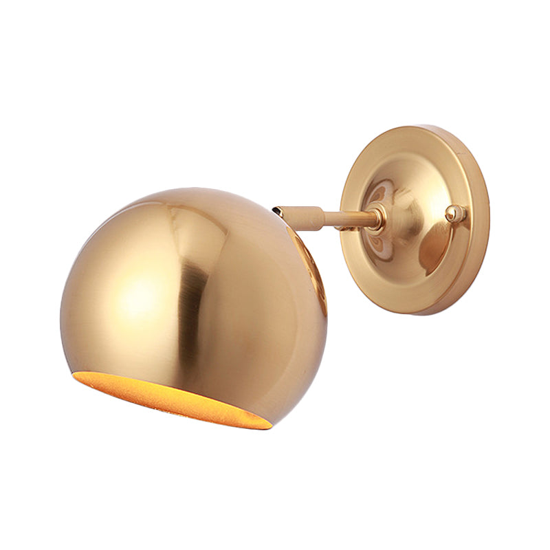 Iron Gold Finish Wall Mount Lamp Dome Single Light Minimalist Sconce Light Fixture Clearhalo 'Wall Lamps & Sconces' 'Wall Lights' Lighting' 263970