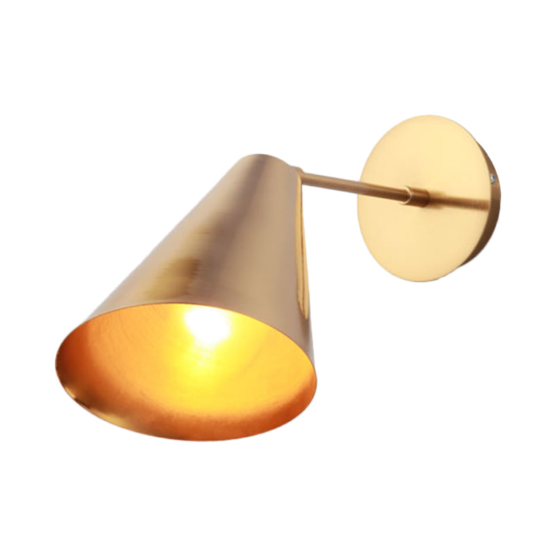 Beveled Conical Iron Wall Light Simplicity 1 Light Gold Finish Wall Lighting Ideas Clearhalo 'Wall Lamps & Sconces' 'Wall Lights' Lighting' 263981