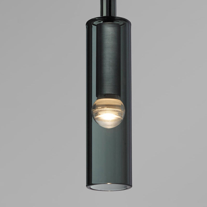 Cylinder Smoke Grey Crystal Sconce Simplicity 1 Light Wall Mounted Light with Black Arm Clearhalo 'Wall Lamps & Sconces' 'Wall Lights' Lighting' 264025