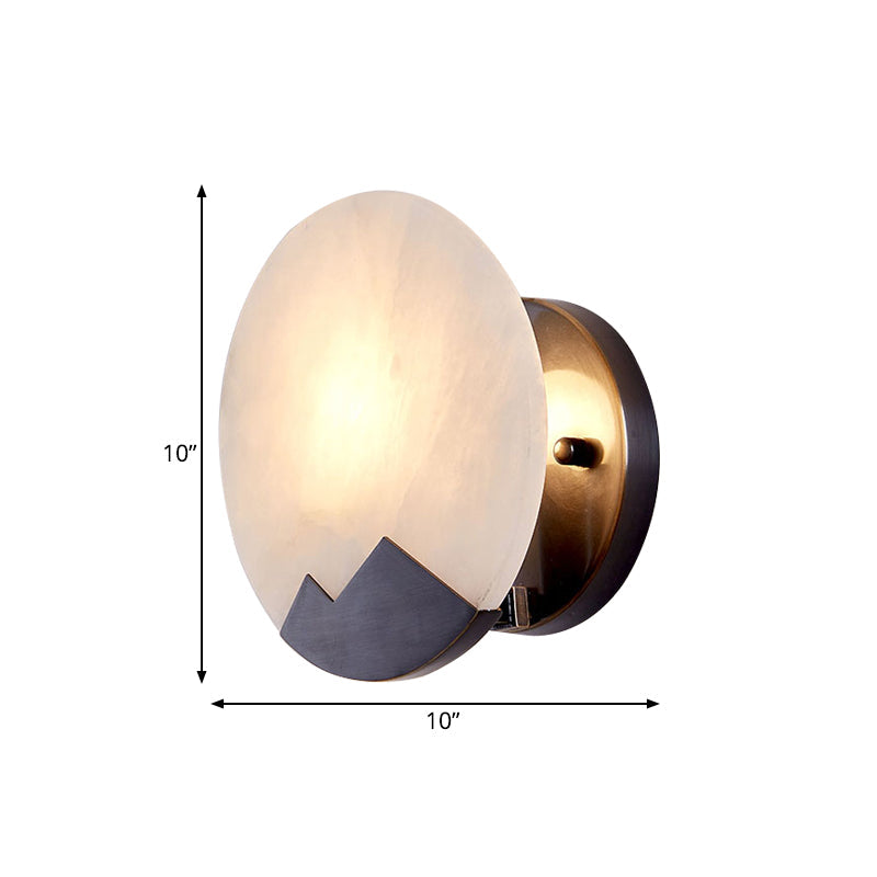 Marble Black Sconce Light Circular Single Head Colonial Flush Mount Wall Light for Study, 8