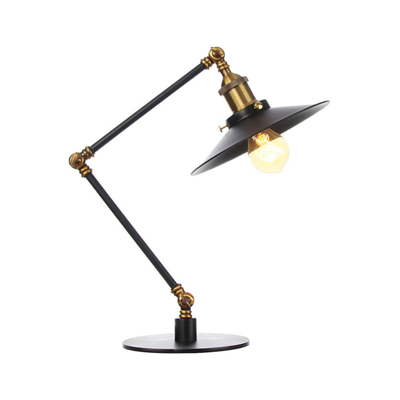 Metal Flared Shade Table Lamp Farmhouse Style 1 Light Adjustable Black/Brass Finish Table Lighting for Bedroom Clearhalo 'Lamps' 'Table Lamps' Lighting' 265082