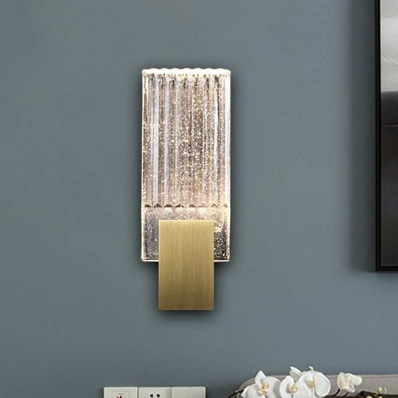 Seedy Glass Rectangle Wall Lighting Fixture Loft LED Integrated Flush Wall Sconce in Brass Brass Clearhalo 'Wall Lamps & Sconces' 'Wall Lights' Lighting' 265305