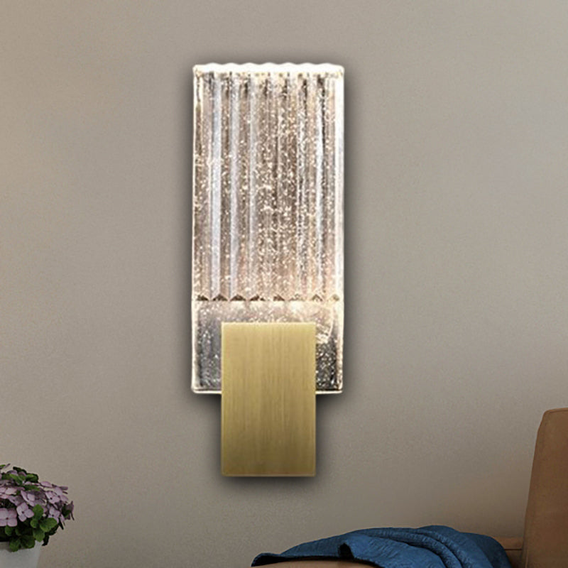 Seedy Glass Rectangle Wall Lighting Fixture Loft LED Integrated Flush Wall Sconce in Brass Clearhalo 'Wall Lamps & Sconces' 'Wall Lights' Lighting' 265306