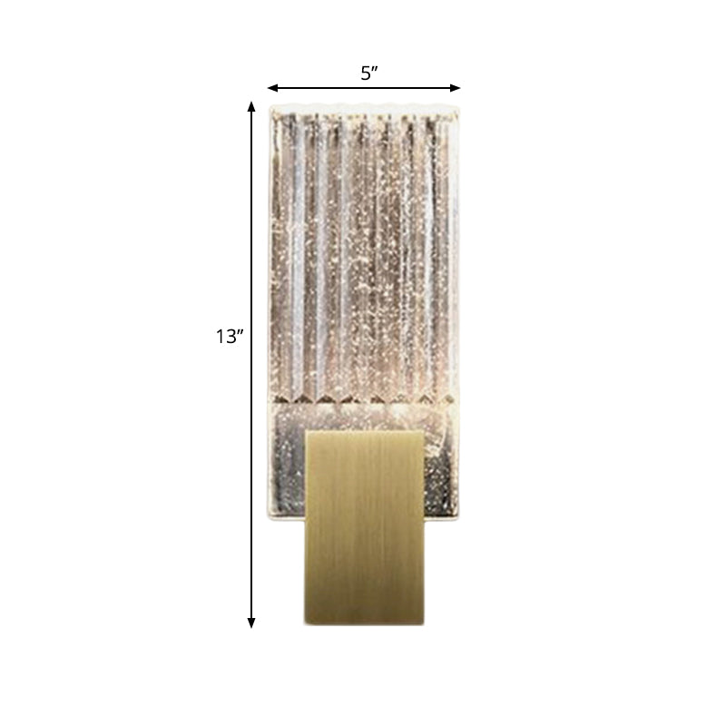 Seedy Glass Rectangle Wall Lighting Fixture Loft LED Integrated Flush Wall Sconce in Brass Clearhalo 'Wall Lamps & Sconces' 'Wall Lights' Lighting' 265309