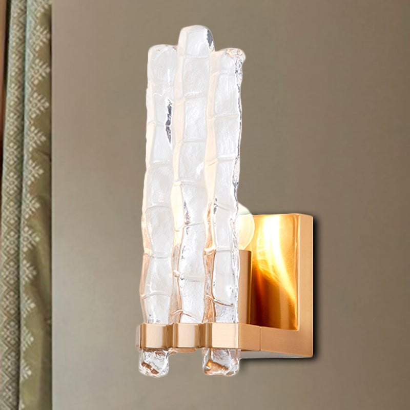 Textured Glass Shade Flush Wall Sconce Loft 1 Light Wall Mounted Lighting in Gold Clearhalo 'Wall Lamps & Sconces' 'Wall Lights' Lighting' 265408