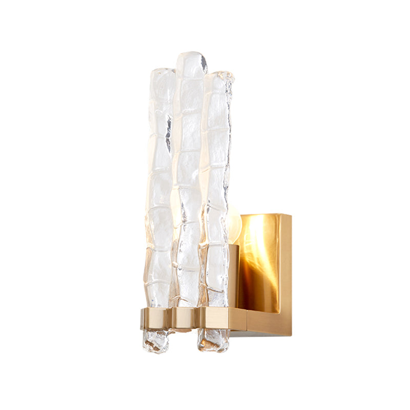 Textured Glass Shade Flush Wall Sconce Loft 1 Light Wall Mounted Lighting in Gold Clearhalo 'Wall Lamps & Sconces' 'Wall Lights' Lighting' 265410