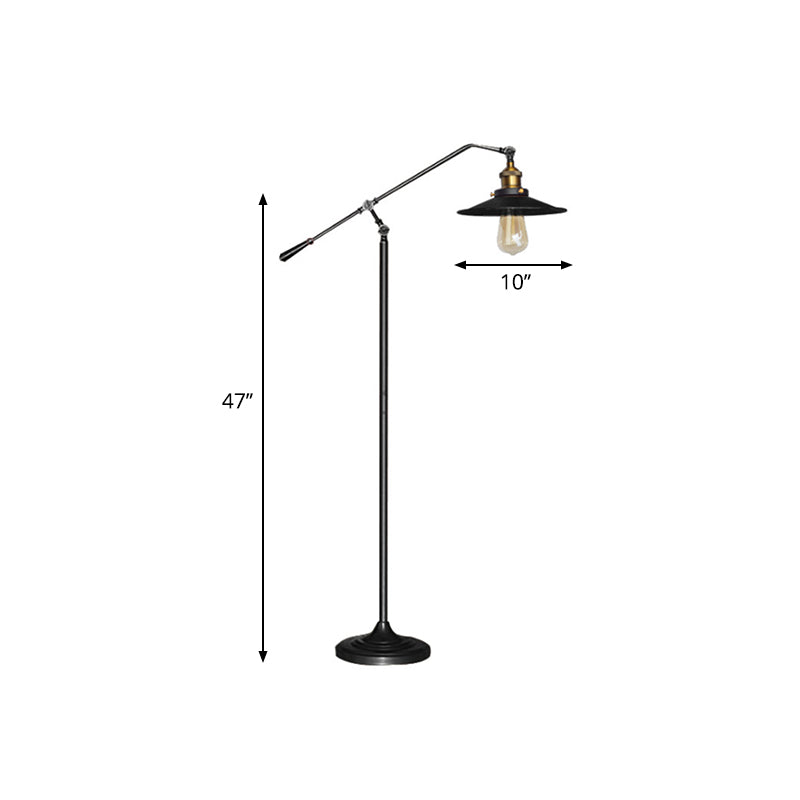 Flared Living Room Floor Light Metal 1 Head Industrial Style Floor Standing Lamp in Black/Bronze, 10