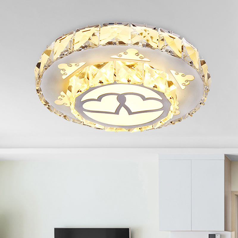 White LED Ceiling Mount Modern Crystal Loving Heart Flush Light Fixture for Corridor in White/3 Color Light, Recessed/Surface Mounted White Clearhalo 'Ceiling Lights' 'Close To Ceiling Lights' 'Close to ceiling' 'Flush mount' Lighting' 266334