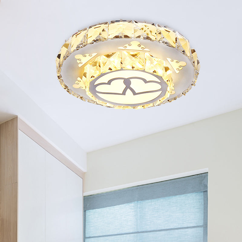 White LED Ceiling Mount Modern Crystal Loving Heart Flush Light Fixture for Corridor in White/3 Color Light, Recessed/Surface Mounted Clearhalo 'Ceiling Lights' 'Close To Ceiling Lights' 'Close to ceiling' 'Flush mount' Lighting' 266336