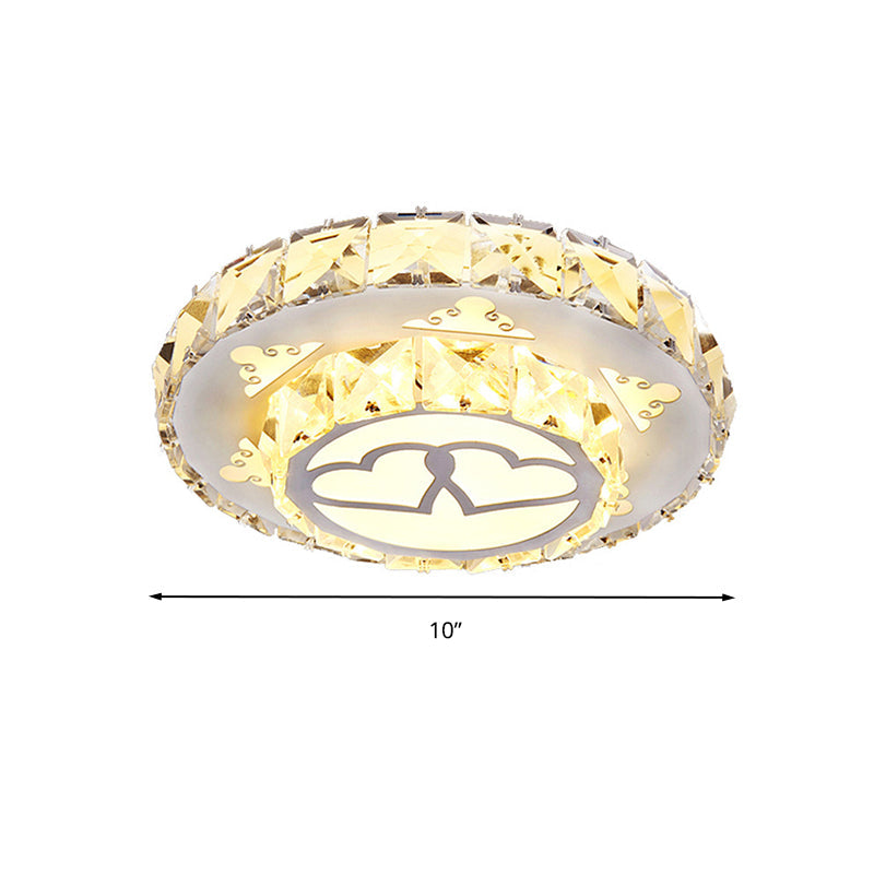 White LED Ceiling Mount Modern Crystal Loving Heart Flush Light Fixture for Corridor in White/3 Color Light, Recessed/Surface Mounted Clearhalo 'Ceiling Lights' 'Close To Ceiling Lights' 'Close to ceiling' 'Flush mount' Lighting' 266339