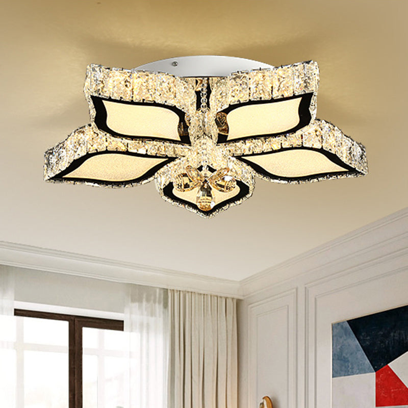 White LED Ceiling Mount Modern Style Crystal Flower Shaped Flush Light Fixture for Bedroom in,shopify 3 Color Light/Remote Control Stepless Dimming Clearhalo 'Ceiling Lights' 'Close To Ceiling Lights' 'Lighting' 266391