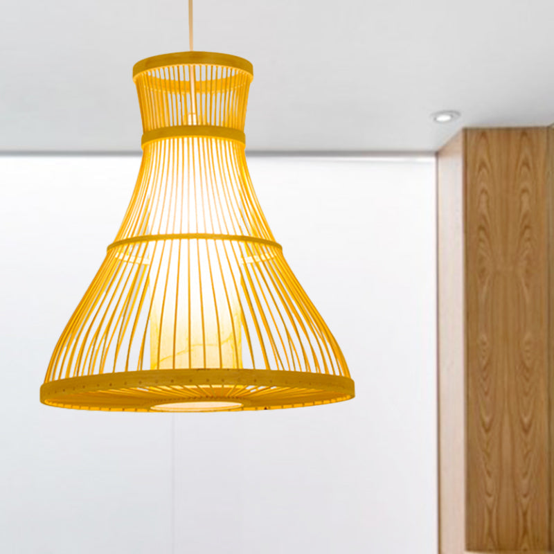 Trumpet Ceiling Light Modernism Bamboo 1 Bulb 12