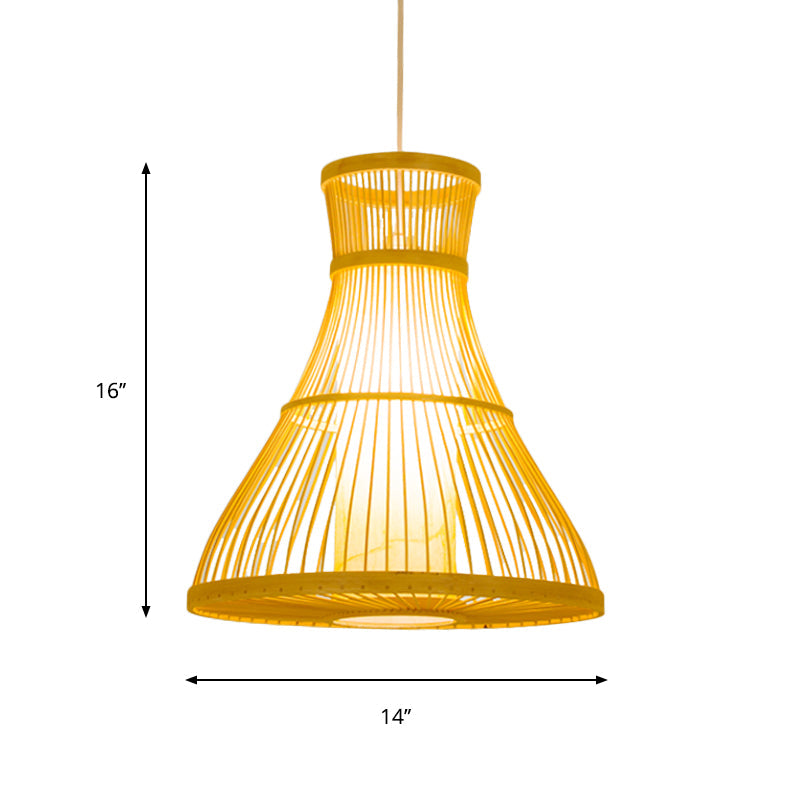 Trumpet Ceiling Light Modernism Bamboo 1 Bulb 12