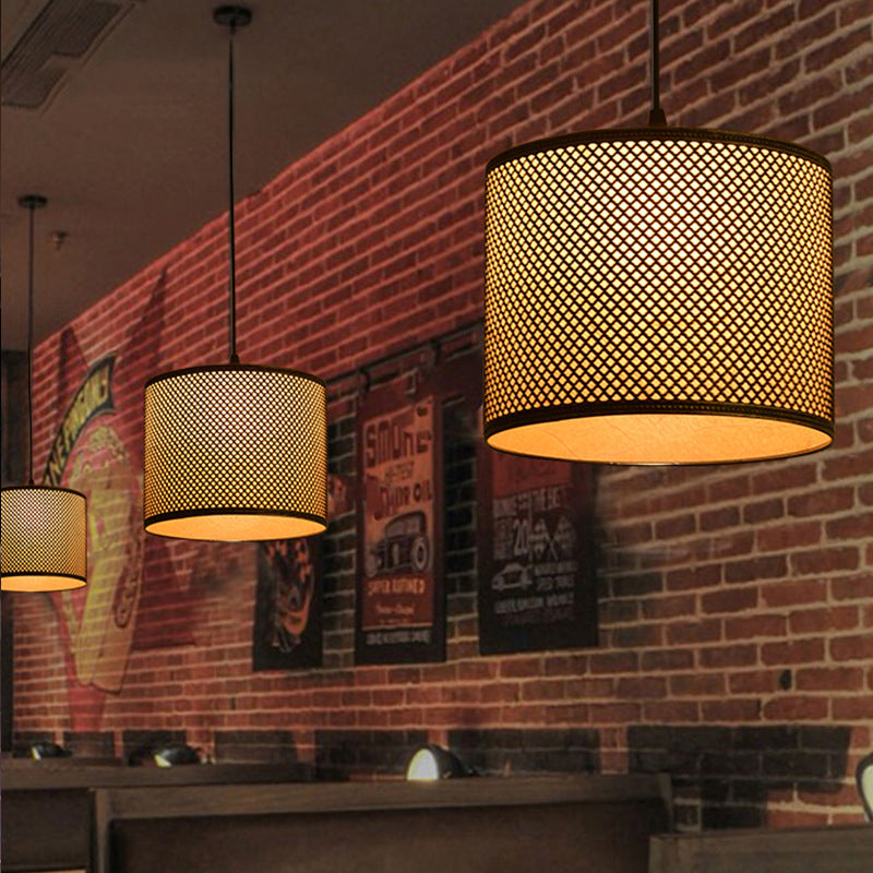 Metal Cylinder Ceiling Light Modernist 1 Bulb Bronze Pendant Light Fixture with Beige Cylinder Parchment Shade Clearhalo 'Ceiling Lights' 'Pendant Lights' 'Pendants' Lighting' 268038